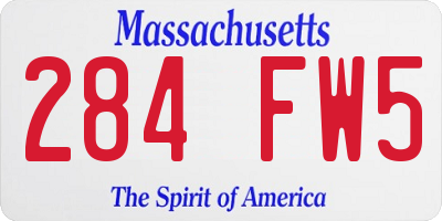 MA license plate 284FW5