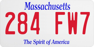 MA license plate 284FW7