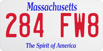 MA license plate 284FW8