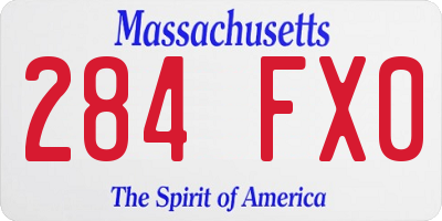 MA license plate 284FX0