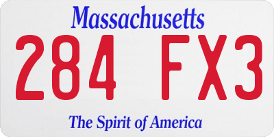 MA license plate 284FX3