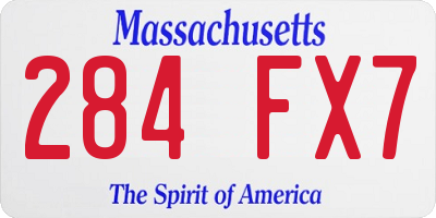 MA license plate 284FX7