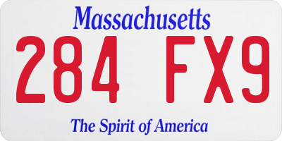 MA license plate 284FX9
