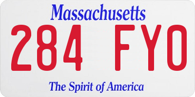 MA license plate 284FY0