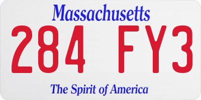 MA license plate 284FY3