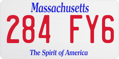 MA license plate 284FY6