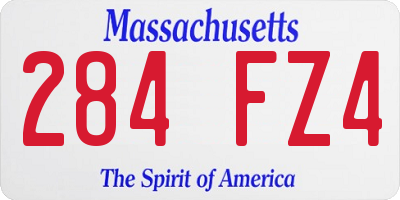 MA license plate 284FZ4
