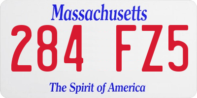 MA license plate 284FZ5