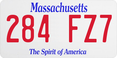 MA license plate 284FZ7