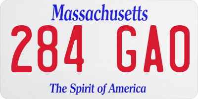 MA license plate 284GA0