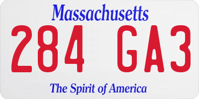 MA license plate 284GA3