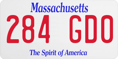 MA license plate 284GD0