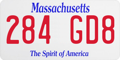 MA license plate 284GD8