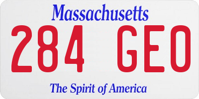 MA license plate 284GE0