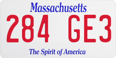 MA license plate 284GE3