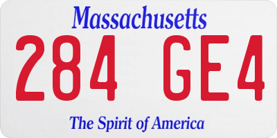 MA license plate 284GE4