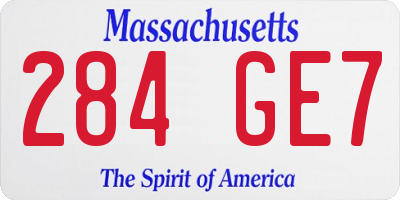 MA license plate 284GE7