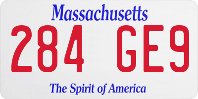 MA license plate 284GE9