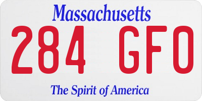 MA license plate 284GF0