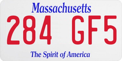 MA license plate 284GF5