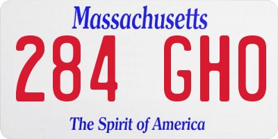 MA license plate 284GH0