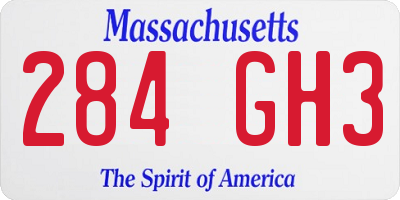 MA license plate 284GH3