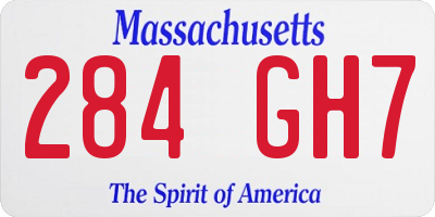 MA license plate 284GH7