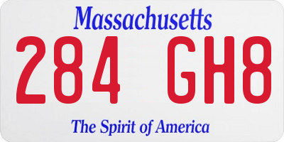MA license plate 284GH8
