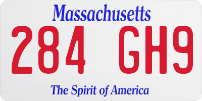 MA license plate 284GH9