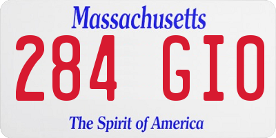 MA license plate 284GI0