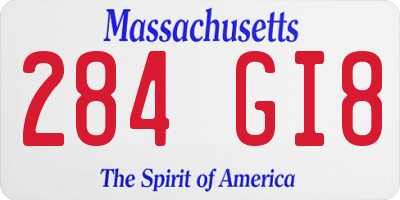 MA license plate 284GI8