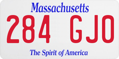 MA license plate 284GJ0