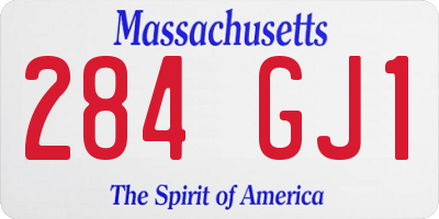 MA license plate 284GJ1