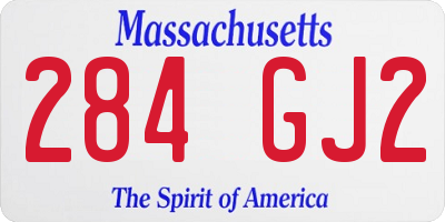 MA license plate 284GJ2