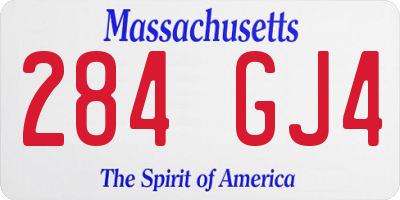 MA license plate 284GJ4
