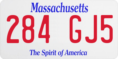 MA license plate 284GJ5