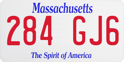 MA license plate 284GJ6