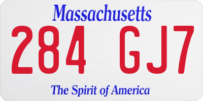 MA license plate 284GJ7