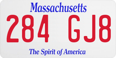 MA license plate 284GJ8