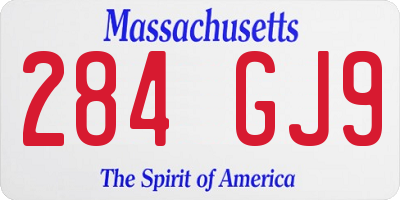 MA license plate 284GJ9