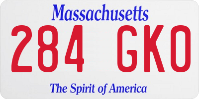 MA license plate 284GK0