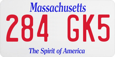 MA license plate 284GK5
