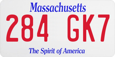MA license plate 284GK7