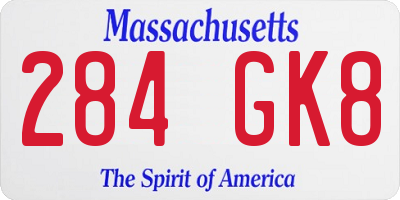 MA license plate 284GK8