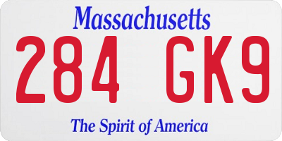 MA license plate 284GK9