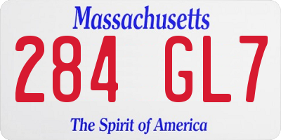 MA license plate 284GL7