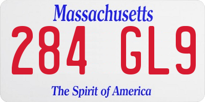MA license plate 284GL9