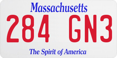 MA license plate 284GN3