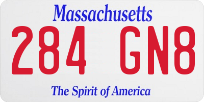 MA license plate 284GN8