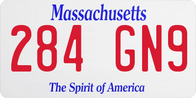 MA license plate 284GN9